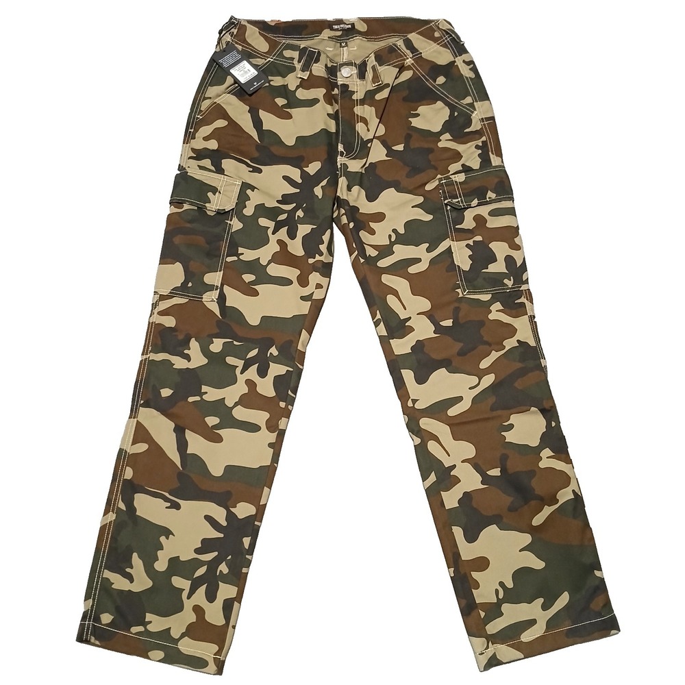 $ 150 NEW ! Men's True Religion Bobby Baggy‎ Cargo 34 x 32 Hunting Camo Pants
